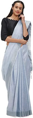 Craftsvilla Women's Linen Ethnic Wear Saree With Blouse Piece