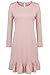 Meaneor Women Ruffles Hem Loose Solid Shift Dress Nude Medium