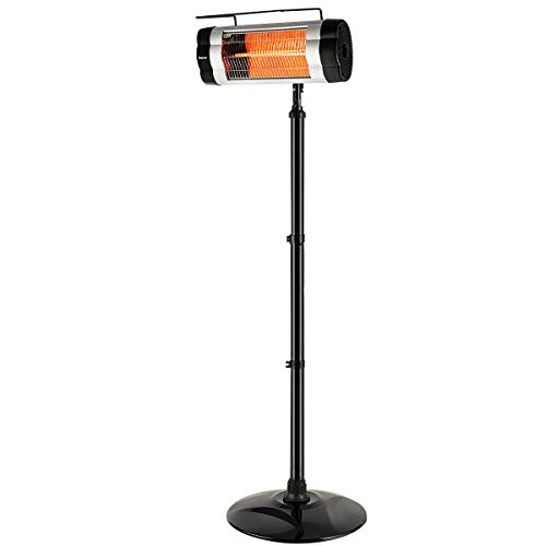 COSTWAY Electric Patio Infrared Heater, 1500W Freestanding Heater with Overheat Protection and W ...