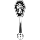 Zynova 16G Black Coffin Cross Eyebrow Rings for Women Men 316L Stainless Steel Eyebrow Curved Barbell Rook Cartilage Earrings Statement Eyebrow Piercing Jewelry