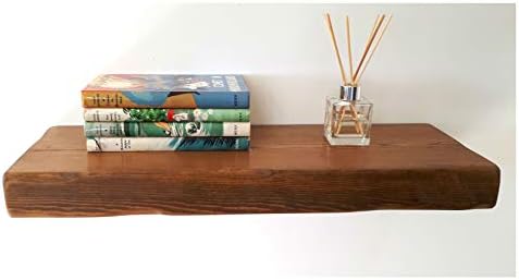 FLOATING SHELVES RECLAIMED SOLID WOOD RUSTIC WALL SHELF IN WALNUT FINISH 4 FT LONG - PERFECT FOR LIVING ROOM, KITCHEN, BATHROOM, OFFICE