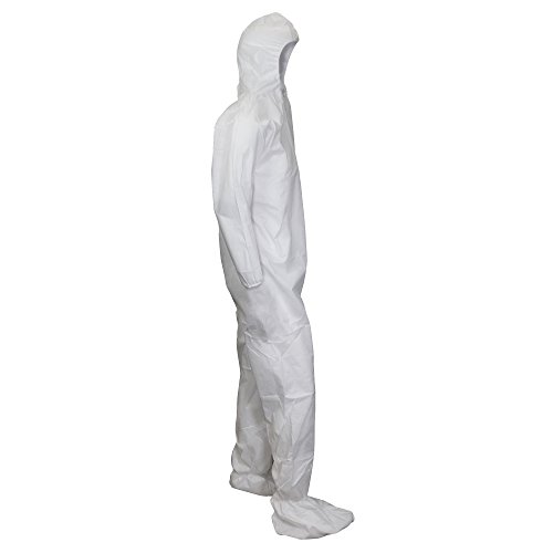 Kleenguard A10 Light Duty Coveralls (10631), Zip Front, Elastic Wrists, Hood, Boots, Breathable Material, White, 2XL, 25 / Case