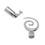 Silver Plated Glue-In Sliding Toggle Clasp Small 'Spiral' Fits 6.2mm Cord (1)