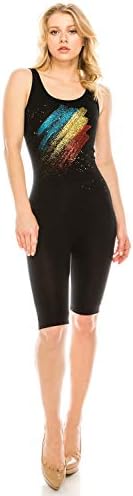 7Wins JJJ Women Catsuit Cotton Lycra Tank Bermuda Short Yoga Bodysuit Jumpsuit