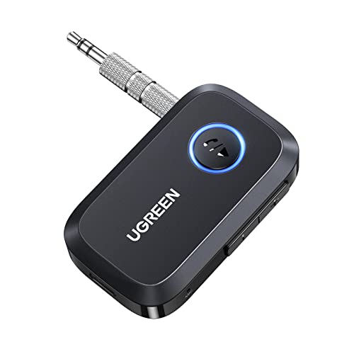 Récepteur Bluetooth 6.0 Jack Adaptateur AUX Voiture avec Micro Intégré Appels Mains Libres, Enceinte Casque Filaire, Câble 3.5mm Inclus (Noir)