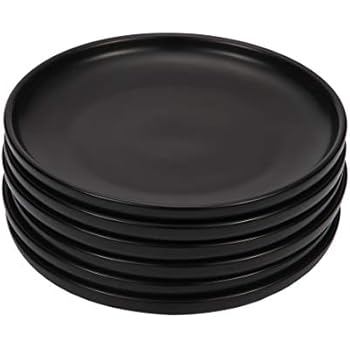 BonNoces Matte Porcelain Dinner Plates, 6-inch Small Elegant Round Serving Plates for Appetizers, Dessert, Salad, Snacks, Set of 6 (Black)