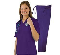 Women s Scrub Set - Medical Scrub Top and Pant, Purple, XX-Large