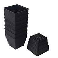 BangQiao 4.20 Inch Plastic Square Flower and Succulent Nursery Plant Pot Planter Container, Pack of 8, Black