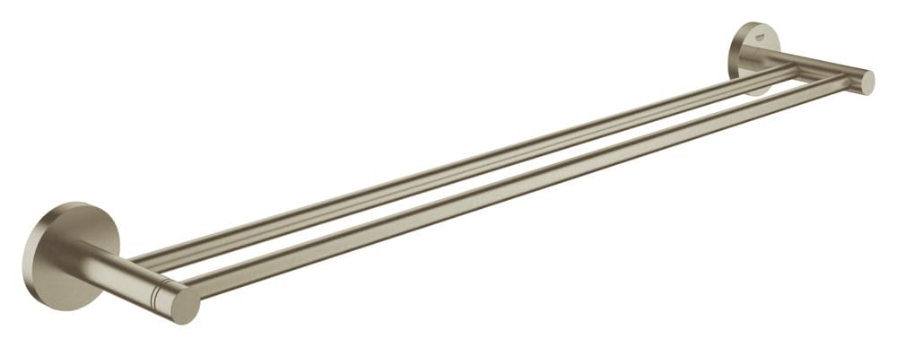 GROHE Essentials Double Towel Rail (600mm), German Engineered, Metal in Brushed Nickel and with Concealed Fastening, 40802EN1