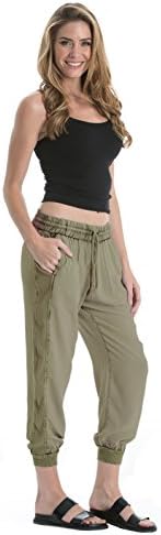 Elan International Elastic Waist Pant with Cuff Bottom Sage Large