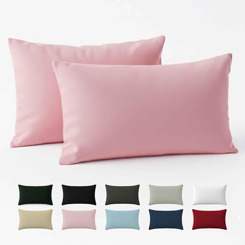 Funda Almohada 60x40 Algodón Reforzado (Pack de 2) - Rosa - Tela Apretada de 57 Hilos/cm² - Funda Almohada 40 x 60 - Certificación Oeko Tex - Dreamzie