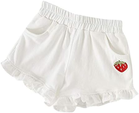 Summer Toddler Kids Baby Girls Ruffle Shorts Strawberry Embroidery Elastic Waist Hot Pants
