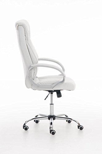CLP-Poltrona-da-Ufficio-TORRO-con-Braccioli-Sedia-Scrivania-Ergonomica-in-Similpelle-I-Sedia-Pc-Girevole-e-Regolabile-in-Altezza-I-Sedia-Studio-con-Portata-Max-150-kg-Bianco