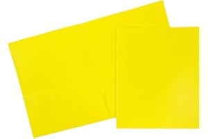 JAM PAPER Plastic 2 Pocket POP Folders - Durable School Folders - Yellow - 6/Pack