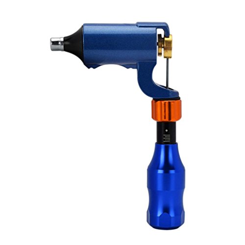 Tattoo Machine,Lotus.flower L Shape Extreme Rotary Tattoo Machine Carbon Steel Machine GunLinner Shader Equipment with Power Supply Line for Tattooing(Blue)
