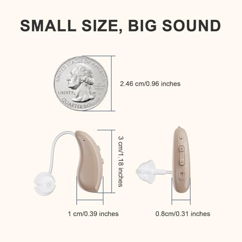 Hearing Aids for Seniors and Adults, JINGHAO BTE Rechargeable Hearing Aids with Intricon A6 Chip Digital Sound Processing & Noise Reduction, Auto On/Off, Volume Adjustable & Portable Charging Case – One Pair | Intricon A6 Chip