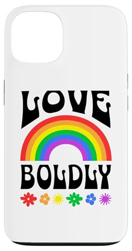 Love Boldly Retro Colorful Design With Rainbow and Flowers Case for iPhone 13