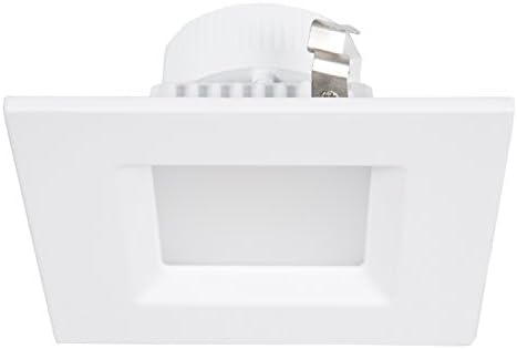 Maxxima 4" Inch Square 11W LED Retrofit Downlight Fixture Dimmable 4000K Neutral White 830 Lumens 75 Watt Equivalent, Fits Round Ceiling Cans, Straight Wire E26 Connector