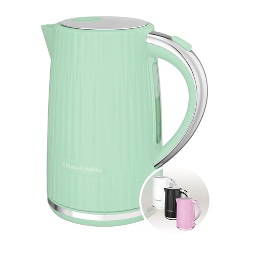 Russell Hobbs Wasserkocher [1,7L 2400W] Eden Pistazie, Edelstahlakzente (herausnehmbarer Kalkfilter,Deckelöffnung per Knopfdruck,Wasserstandsanzeige,l