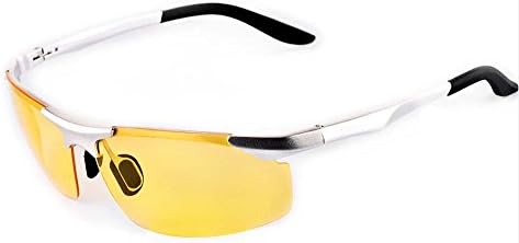 Men's polarized sunglasses aluminum magnesium sunglasses driving sunglasses dedicated driving sunglasses polarizer driver (Silver frame yellow lens)