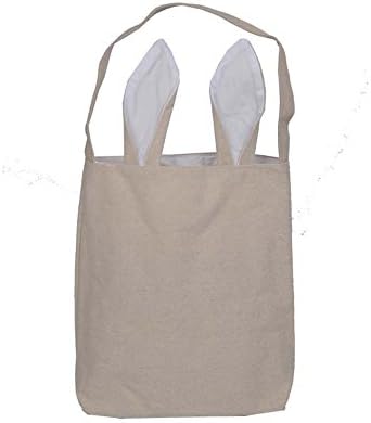 Bunny Bag,Govine Reusable Easter Bunny Ears Design Cotton Canvas Material Easter Egg Bags Carrying Eggs/Gifts for Festival/Party (white)