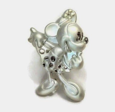 Furniture Cabinet Knob Cartoon Minnie Mouse No.1, Satin Chrome 1 1/4" x 1 3/4"