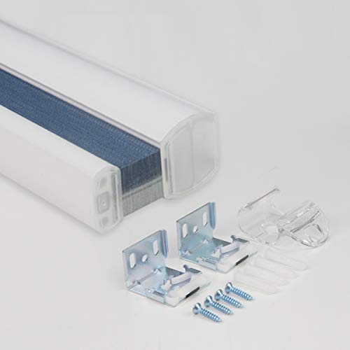Grandekor 34x64 inch Blackout Blinds Cordless Blinds Cellular Fabric Shades Honeycomb Door Window Shades Ocean Blue-White