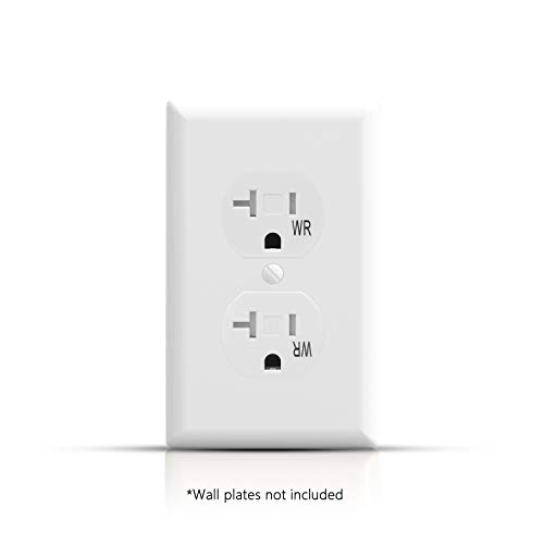 AIDA 20 Amp, 125 Volt, 5-20R, 2 Pole 3 Wire,Tamper Resistant Weather Resistant Residential Grade Self-gounding Duplex Receptacle TR WR White Wall Outlet Side & Back Wire UL Listed 10 Pack White 030661