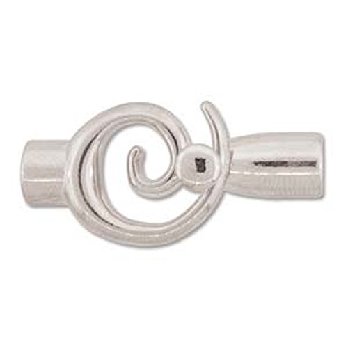 Small Glue In Swirl Toggle Clasps - Silver Plate - Perfect Clasp for Kumihimo - 6.2mm Diameter - 3 Clasps