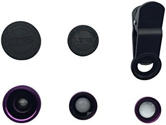 Vinious 3 in 1 Clip-on 180 Degree Fish Eye Lens + Wide Angle + Macro Lens for for iPhone SE, 6, 6S, 5, 5S, 5C, iPod Touch, Samsung Galaxy S3, S4 (Purple)