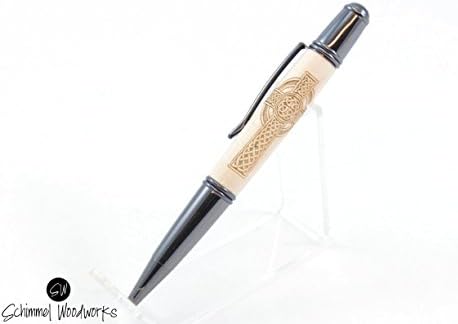 Handmade Schimmel Pen, Celtic Cross in maple wood pen, gun metal twist pen. Irish cross wood pen! Comes in gift box! Makes a great gift!