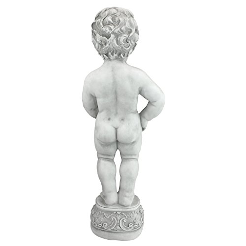 Design Toscano Manneken Pis Peeing Boy Piped Pond Spitter Statue Water Feature, 27 Inch, Polyresin, Antique Stone