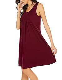 Hotouch - Camisón de noche para mujer, sin mangas, de algodón, con bolsillos, tallas S-XXL