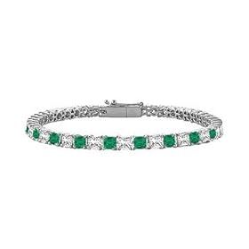 Best Women's Platinum Jewelry Emerald Diamond Princess Cut Platinum Tennis Bracelet