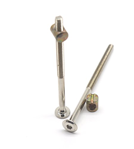 Click Here to See More Images 10-Pack M6x125mm Hex Key Drive Socket Cap Furniture Bolt M6x12mm Barrel Nut Set, Long Thread