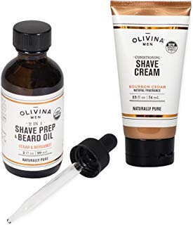 Bourbon Cedar Shave Prep Beard Oil & Conditioning Facial Shave Cream 2 Piece Set