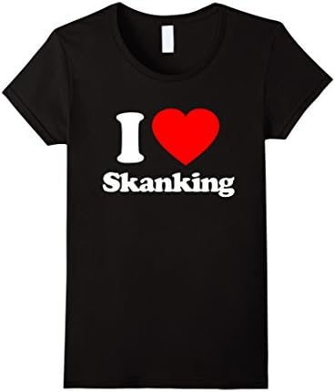 Womens Love Heart Skanking Funny T-Shirt Medium Black