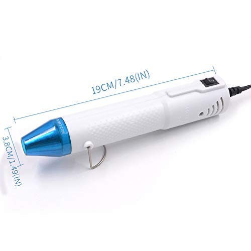 mofa Embossing Heat Gun,Hot Air Gun Tools Shrink Gun with Stand For DIY Embossing And Drying Paint Multi-Purpose Electric Heating Nozzle 130W With Heat Shrink Film,Colorful Pencil For Free(White,Blue)