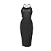 Blooming Jelly Women's Bandage Spaghetti Strap Bodycon Midi Dresses Party Club Black Small
