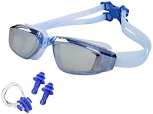 Phantom Sports Swimming Goggles | Anti-Leak, Anti-Fog, UV Protection, Crystal Clear Vision | Comfortable Straps Fit For Adults, Men, Women, Kids | Waterproof Triathlon Equipment Mirrored Lenses (Blue)