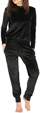 Womens Velvet Velour Tracksuit Ladies TOP & Jogger Bottoms Set Suit 2 Piece