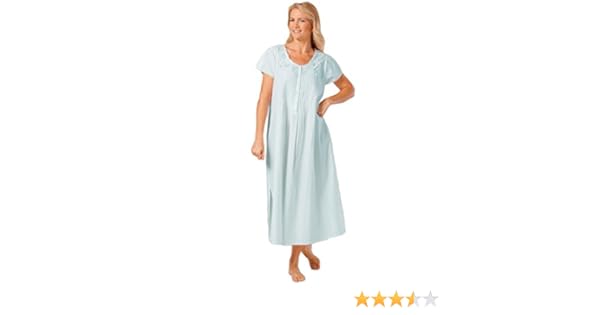 La Cera Women S Plus Short Sleeve Nightgown 1x Blue At Amazon