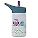 EcoVessel SCOUT Kids Stainless Steel Water Bottle with Flip Straw top and Silicone Straw - 13 Ounces - White Owls