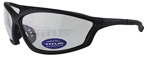 Titus 2 Series - 34 NRR Slim-Line Hearing Protection & G26 Competition Z87.1 Safety Glasses Combos (Black, Clear)