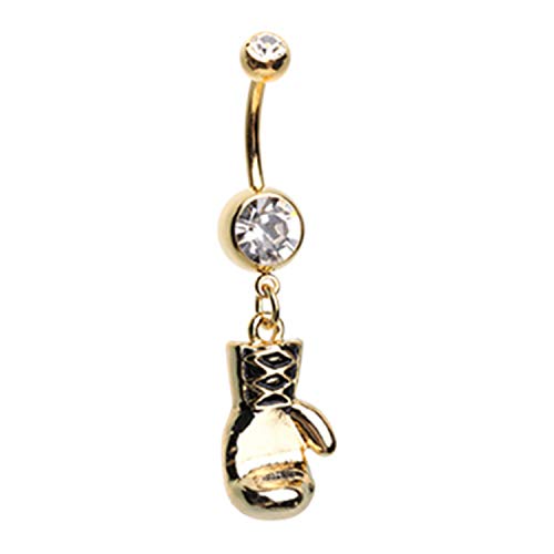 Little Aiden Boxing Gloves Fight What You Love Navel Belly Button Ring Size 14GA 3/8"