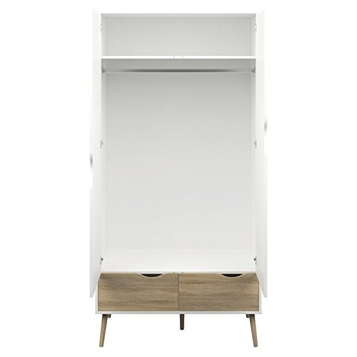 Atlin Designs 2 Drawer and 2 Door Wardrobe in White and Oak