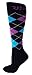MOXY Socks Blue and Purple Argyle Fitness WOD Knee-High Socks
