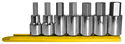 Mayhew Tools 16018 SAE Hex Socket Bit Set, Chrome Plated, 7-Piece