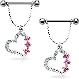 Body Accentz™ Nipple Ring Bars Heart Body Jewelry Pair 14 gauge Sold as pair
