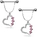 Body Accentz™ Nipple Ring Bars Heart Body Jewelry Pair 14 gauge Sold as pair